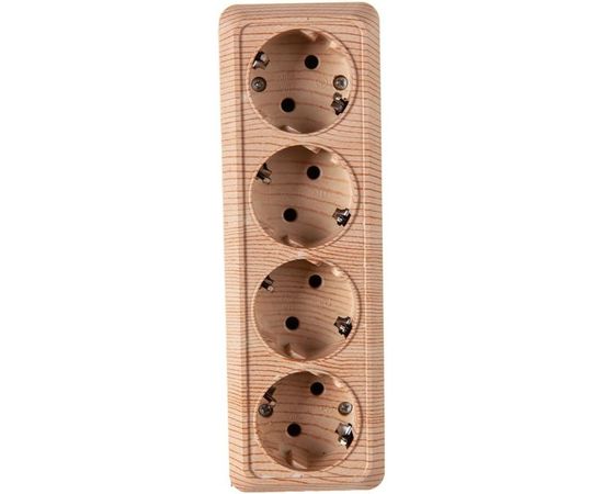 Розетка UNIVersal Олимп 4-ая с/з сосна 1175 – изображение 2