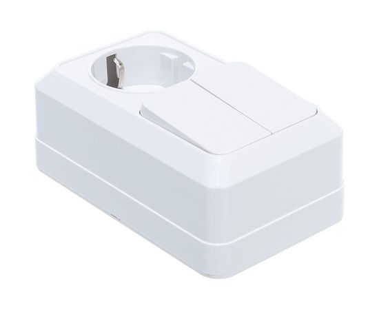 Вертикальный блок: двухклавишный выключатель + розетка с заземлением, белый UNIVersal Олимп О0040 – изображение 5