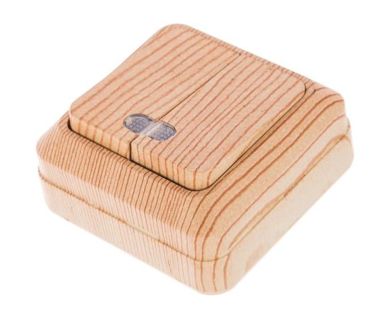 Выключатель UNIVersal Олимп 2 клавиши, с подсветкой, сосна 5560841 – изображение 3