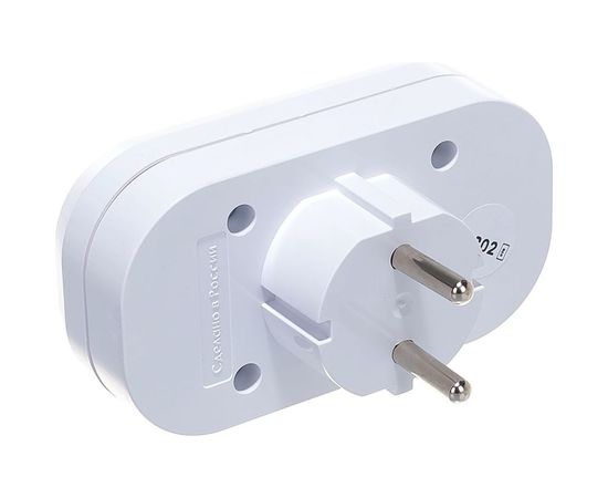 Плоский разветвитель 2 гнезда, без заземления, белый 6А 250В UNIVersal А202 – изображение 3