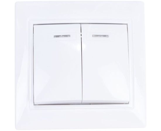 Двухклавишный выключатель с подсветкой, белый UNIVersal Севиль С0123 – изображение 2