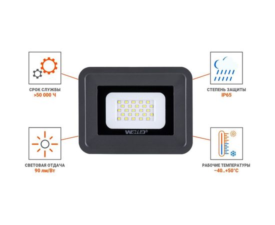 Светодиодный прожектор Wolta 5700K, 20 W SMD, IP 65, WFL-20W/06 – изображение 8