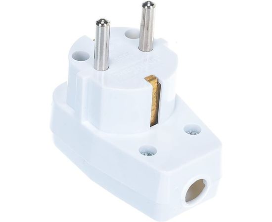 Вилка с выключателем с/з, белая 16А 250В UNIVersal 0056 – изображение 2