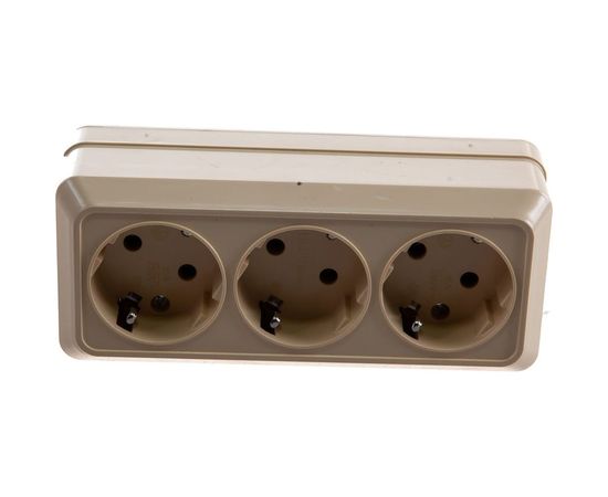 Розетка UNIVersal Олимп 3-ая с/з слоновая кость ivory 1167 – изображение 3