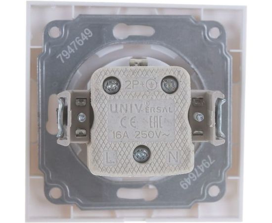 Розетка с заземлением, с крышкой, белая UNIVersal Бриллиант 7947649 – изображение 3