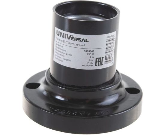 Патрон Е27 карболитовый потолочный 4А 250В c этикеткой UNIVersal 5565303 – изображение 5