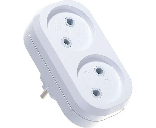 Плоский разветвитель 2 гнезда, без заземления, белый 6А 250В UNIVersal А202 – изображение 2