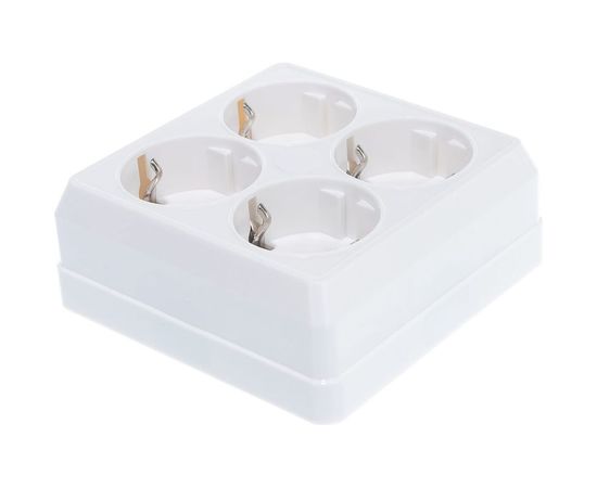 Розетка UNIVersal Олимп 4-ая с/з белая, квадрат 1165 – изображение 3