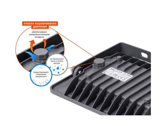 Светодиодный прожектор Wolta 5500K, 100 W SMD, IP 65,цвет серый, слим WFL-100W/06 – изображение 7