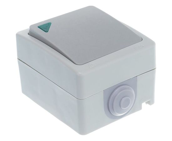 Проходной выключатель с подсветкой, 1 клавиша UNIVersal Аллегро IP54, серый 1277 – изображение 3