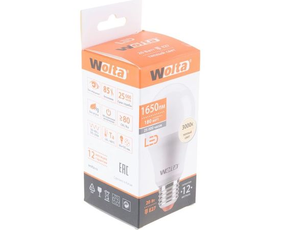 Лампа LED Wolta 3000K, 25Y65BL20E27 – изображение 2