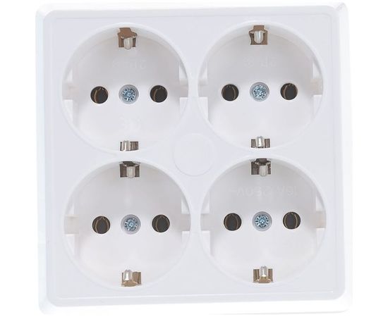 Розетка UNIVersal Олимп 4-ая с/з белая, квадрат 1165 – изображение 2