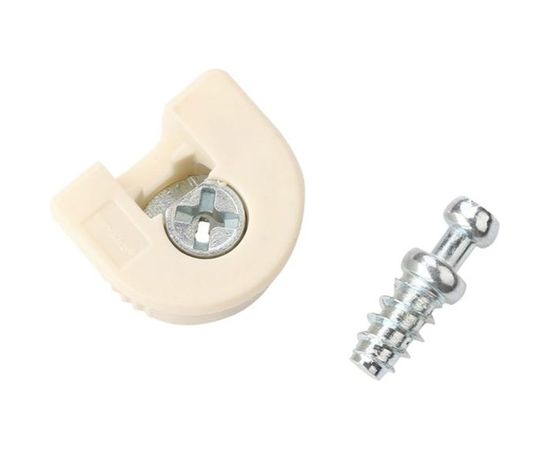 Штифт с еврорез. + эксцентрик ЕВРОПАРТНЕР усилен в пластиковом корпусе 16мм, белый 4шт. 6 0313 1 