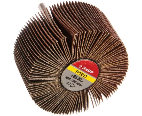 Круг шлифовальный веерный лепестковый на шпильке (30х60 мм; Р120) Зубр 36602-120 – изображение 3