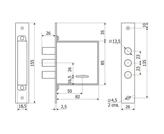 Врезной замок ГАРДИАН 1001-4 кл /б/о/н/ 18100 – изображение 2