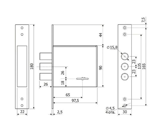 Врезной замок ГАРДИАН 3001-4 кл дл.кл./ЗК303Н-01/ 21262 – изображение 2