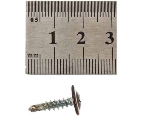 Саморезы с пресс-шайбой Госкреп сверло, 4.2х16 мм, коричневые, RAL8017, 35 шт. 1-0017440 – изображение 2