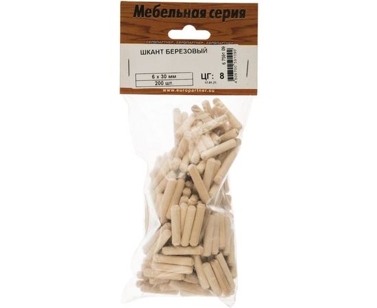 Березовый шкант ЕВРОПАРТНЕР 6х30 200шт. 6 7591 09 – изображение 3