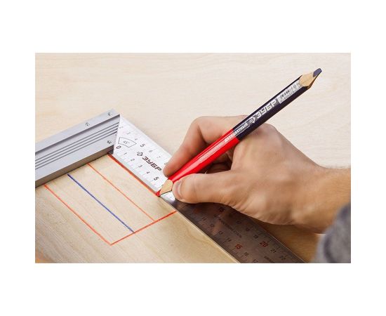 Двухцветный строительный карандаш Зубр КС-2 180 мм 06310 – изображение 2