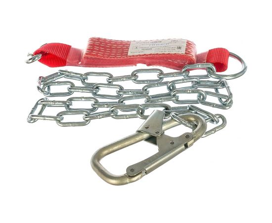 Строп из цепи с амортизатором, монтажным и соединительным карабином ПРОГРЕСС СЕФЕТИ Строп аГ+Кс 