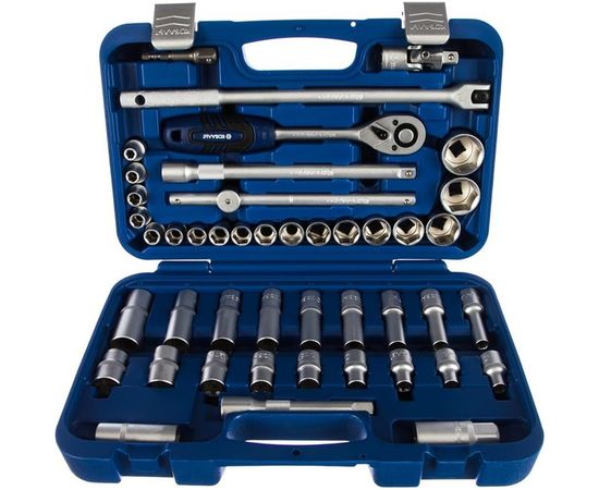 Набор торцевых головок с трещоткой КОБАЛЬТ 1/2 Cr-V 45 предметов 791219-45:6102 – изображение 3