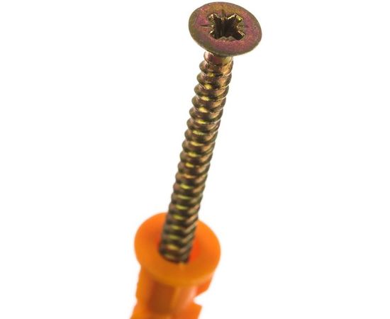 Дюбель универсальный полипропиленовый с оцинкованным шурупом 18 шт. (5х32 мм; ТФ6) ЗУБР 4-301206-05-032 – изображение 5