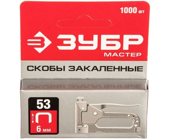 Скобы закаленные тип 53 МАСТЕР (1000 шт; 6 мм) ЗУБР 31625-06 – изображение 3