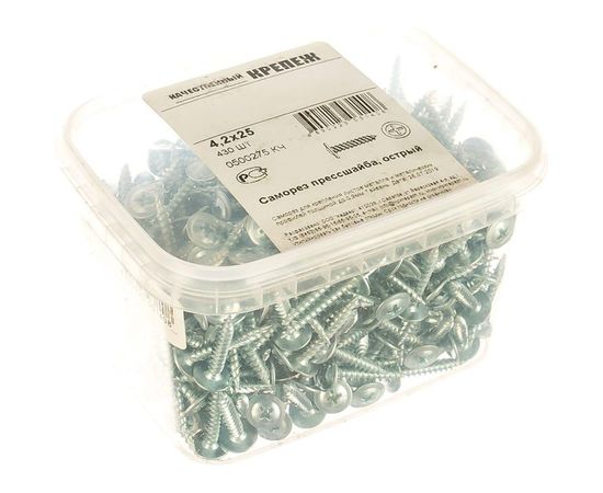 Саморез с прессшайбой Качественный крепеж 4,2х25 острая 430 шт 0500275 КЧ – изображение 2