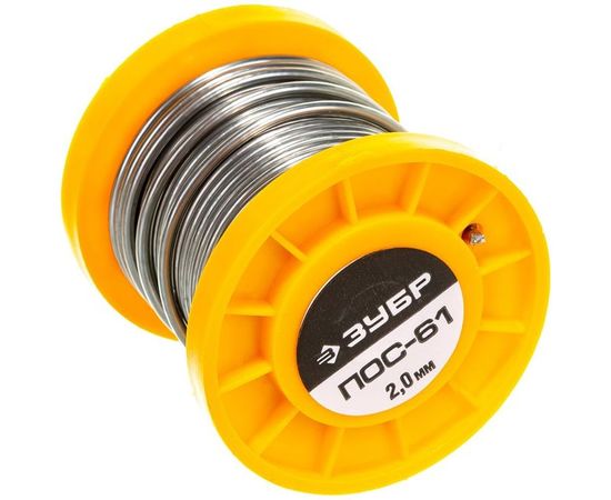 Припой ПОС 61 (2 мм; 100 г; трубка с канифолью) Зубр 55450-100-20C – изображение 2