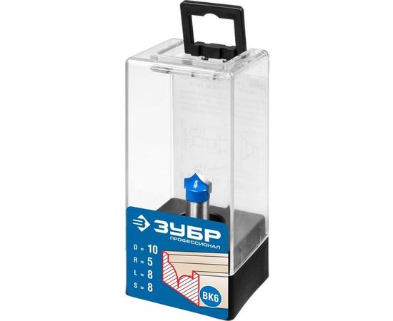 Фреза пазовая фасонная №4 ПРОФЕССИОНАЛ (10х8х40 мм; R5 мм; хвостовик 8 мм) Зубр 28743-10-8 – изображение 3