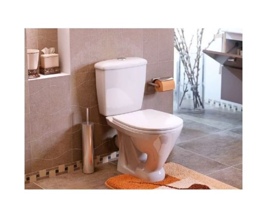 Унитаз-компакт Оскольская керамика Радуга тарельчатый, косой выпуск, 1 режим, сиденье ПП ОК 435612 – изображение 3