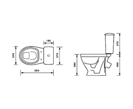 Унитаз-компакт Оскольская керамика Радуга тарельчатый, косой выпуск, 1 режим, сиденье ПП ОК 435612 – изображение 2