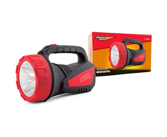Фонарь ЯРКИЙ ЛУЧ S-250A аккум. св/диод. прожектор, 2 режима 100/250лм, прорезин.корпус, ЗУ 220В 4606400001324 