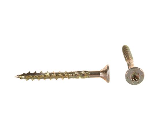 Конструкционный самозенкующий саморез BULLIT TORX25 5x50, желтый, потайной, 10 шт., подвес 14-0016330 