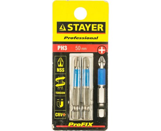 Биты (E 1/4"; PH 3; 50 мм; 2 шт.) STAYER 26203-3-50-02 – изображение 2