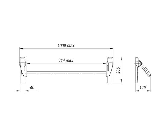 Нажимная ручка-штанга для антипаники Fuaro 1300А врезной к замку FL-0433 ANTI-PANIC 41405 – изображение 3