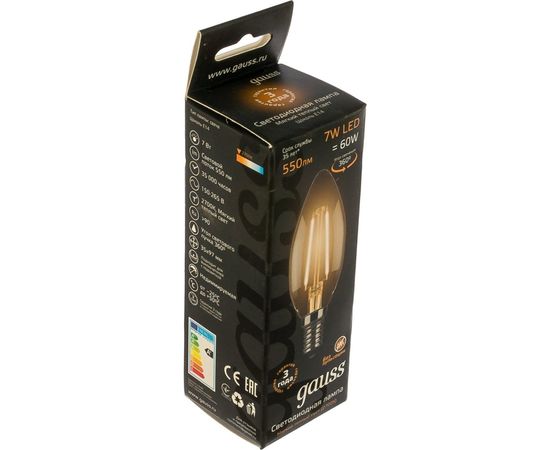 Лампа Gauss LED Filament Свеча E14 7W 550lm 2700К 103801107 – изображение 4