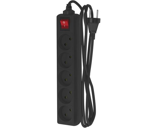 Сетевой удлинитель ФОТОН 10-25S, 2м, 5 розеток, 10А, с выкл., черный 22726 – изображение 2