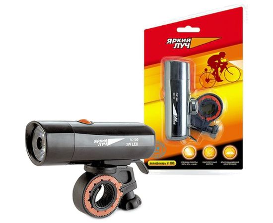 Велосипедный фонарь ЯРКИЙ ЛУЧ V-100 LED 3W, 3 режима, 4xAAA 4606400615422 – изображение 2
