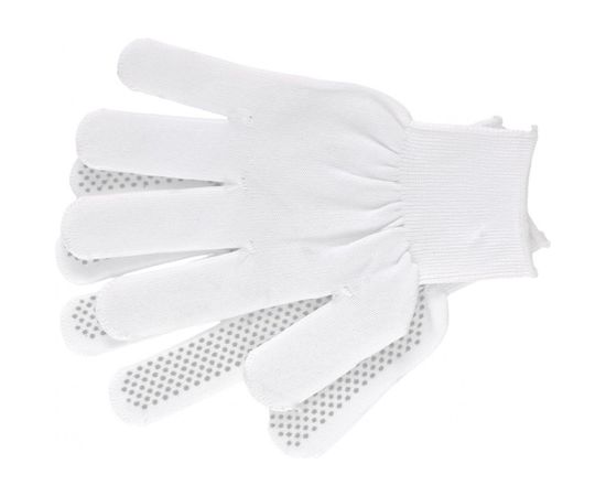 Перчатки Россия нейлон, ПВХ точка, 13 класс, белые, L 67825 