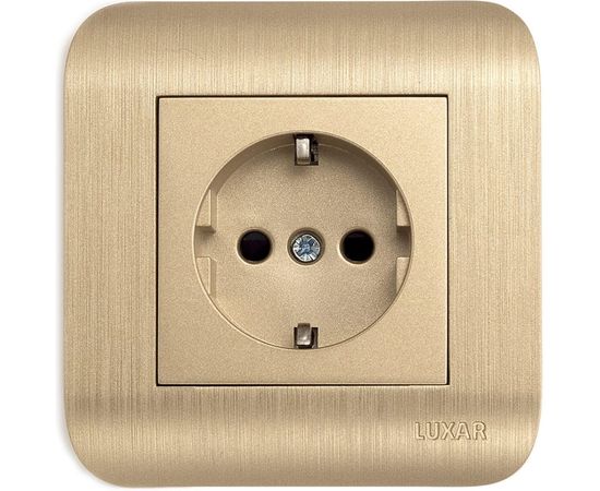 Розетка LUXAR Deco с/у с з/к шампань с рифленой рамкой, 250В 16А 4606400620327 