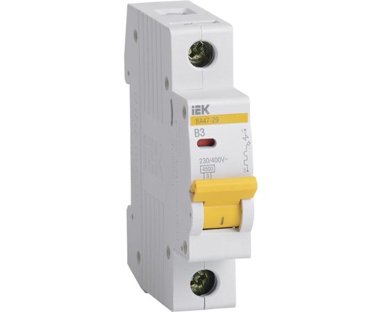 Автоматический модульный выключатель IEK, 1 полюс, B, 3А, ВА47-29, 4.5кА, ИЭК MVA20-1-003-B 