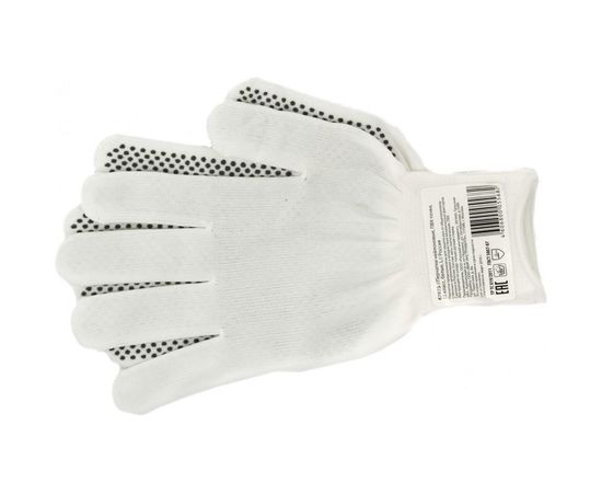 Перчатки Россия нейлон, ПВХ точка, 13 класс, белые, L 67825 – изображение 2
