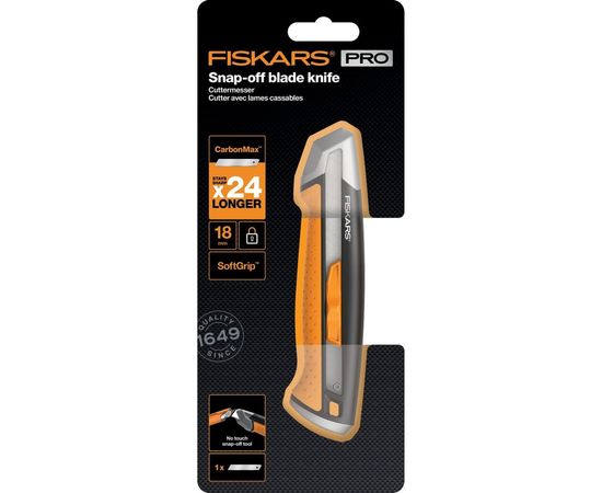 Строительный нож с выдвижным сменным лезвием Fiskars 18мм CarbonMax 1027227 – изображение 6