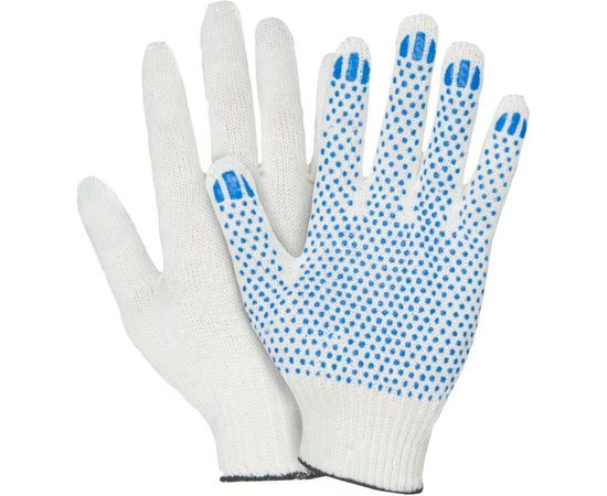 Перчатки Fort х/б с ПВХ, 10 класс, 4 нити, 40г, белые 10010831 
