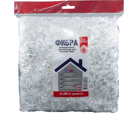 Полипропиленовая армирующая фибра AlfaBet 18 мм, 600 г 30047 