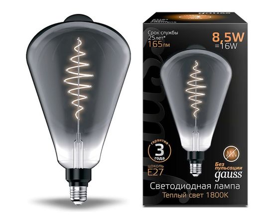 Лампа Gauss LED Filament ST164 E27 8.5W Gray 165lm 1800K 1/6 157802005 