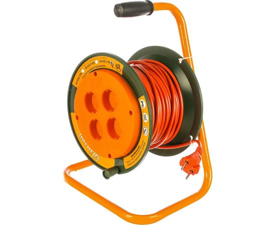 Силовой удлинитель на катушке, 4 гнезда ПВС 2х0.75 GLANZEN ЕВ-20-002 00-00001112 