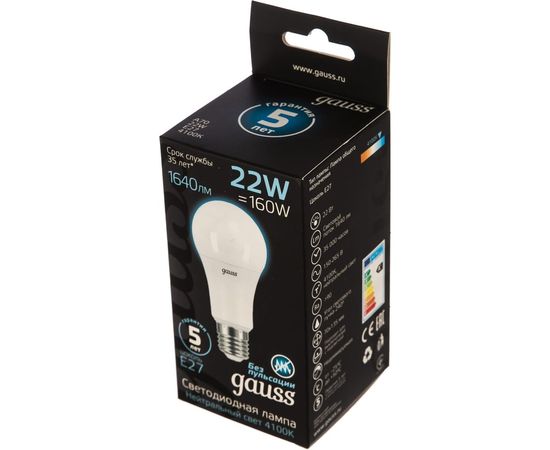 Лампа Gauss LED A70 22W E27 1640lm 4100K 102502222 – изображение 2