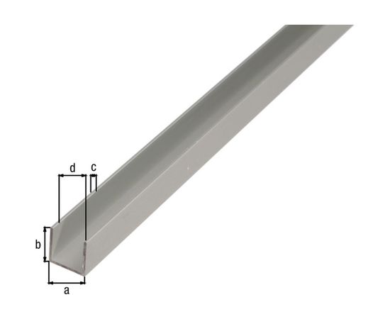 U-образный профиль GAH ALBERTS алюминий, серебристый, 10х12х10х1.5х1000 мм 473822 – изображение 2